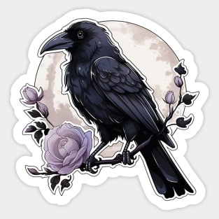 Pastel Goth Moon Raven Sticker
